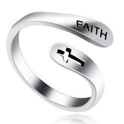 Wasserfester Edelstahl "Glaube" Ring – Kreuzring für Damen & Herren