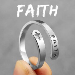 Wasserfester Edelstahl "Glaube" Ring – Kreuzring für Damen & Herren