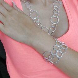 Bracelet with Satin Rings, 925 Silver Plating
