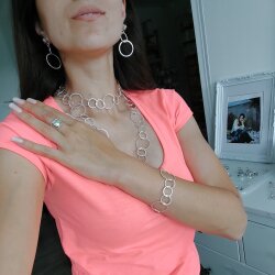 Bracelet with Satin Rings, 925 Silver Plating