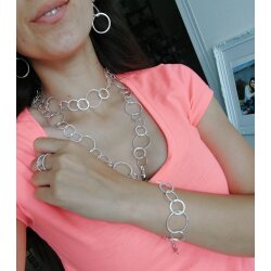 Bracelet with Satin Rings, 925 Silver Plating