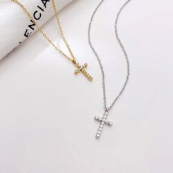 Unisex Minimalist Cross Necklace – Silver-Plated Stainless Steel, Water-Resistant, Hypoallergenic & Durable