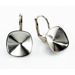 Ohrring-Fassung 10 mm für Swarovski 4470 Cushion Square Stein