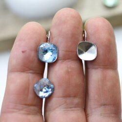 Ohrring-Fassung 10 mm für Swarovski 4470 Cushion Square Stein
