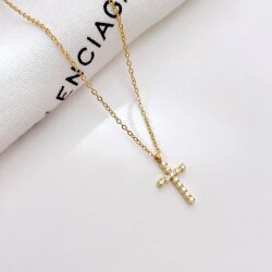 Unisex Stainless Steel Cross Necklace 18k Gold Plated Waterproof Elegant