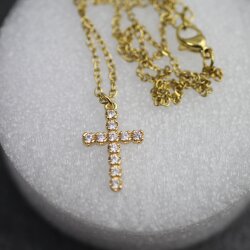 Unisex Stainless Steel Cross Necklace 18k Gold Plated Waterproof Elegant