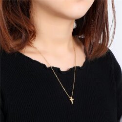 Unisex Stainless Steel Cross Necklace 18k Gold Plated Waterproof Elegant