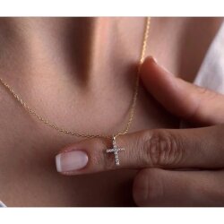 Unisex Stainless Steel Cross Necklace 18k Gold Plated Waterproof Elegant