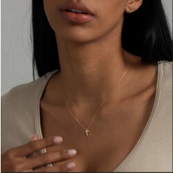 Unisex Stainless Steel Cross Necklace 18k Gold Plated Waterproof Elegant