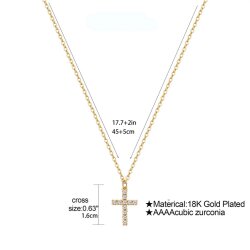 Unisex Stainless Steel Cross Necklace 18k Gold Plated Waterproof Elegant
