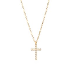 Unisex Stainless Steel Cross Necklace 18k Gold Plated Waterproof Elegant