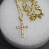 Unisex Stainless Steel Cross Necklace 18k Gold Plated Waterproof Elegant