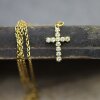 Unisex Stainless Steel Cross Necklace 18k Gold Plated Waterproof Elegant
