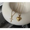 Unisex Stainless Steel Cross Necklace 18k Gold Plated Waterproof Elegant