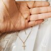 Unisex Stainless Steel Cross Necklace 18k Gold Plated Waterproof Elegant