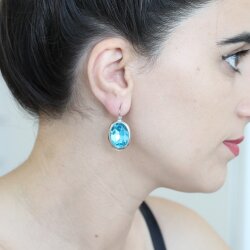 Ohrringe mit Swarovski Kristall und Efsa Kristall Gold Oval groß 18 mm glitzer ohrringe ohrhänger