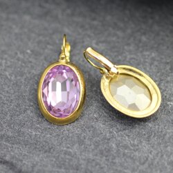 Ohrringe mit Swarovski Kristall und Efsa Kristall Gold Oval groß 18 mm glitzer ohrringe ohrhänger