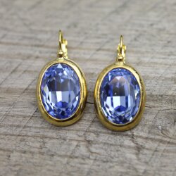 Ohrringe mit Swarovski Kristall und Efsa Kristall Gold Oval groß 18 mm glitzer ohrringe ohrhänger