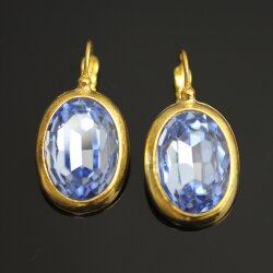 Ohrringe mit Swarovski Kristall und Efsa Kristall Gold Oval groß 18 mm glitzer ohrringe ohrhänger