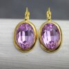 Ohrringe mit Swarovski Kristall und Efsa Kristall Gold Oval groß 18 mm glitzer ohrringe ohrhänger