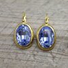 Ohrringe mit Swarovski Kristall und Efsa Kristall Gold Oval groß 18 mm glitzer ohrringe ohrhänger