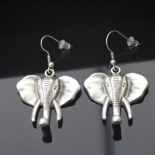 Ohrhänger Elefantenkopf - Silberfarben im Vintage-Look