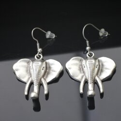 Ohrhänger Elefantenkopf - Silberfarben im Vintage-Look