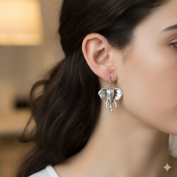 Ohrhänger Elefantenkopf - Silberfarben im Vintage-Look