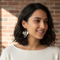 Ohrhänger Elefantenkopf - Silberfarben im Vintage-Look