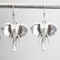 Ohrhänger Elefantenkopf - Silberfarben im Vintage-Look