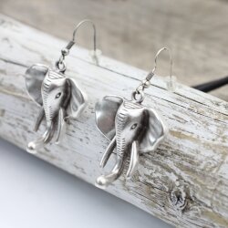 Ohrhänger Elefantenkopf - Silberfarben im Vintage-Look