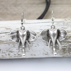 Ohrhänger Elefantenkopf - Silberfarben im Vintage-Look