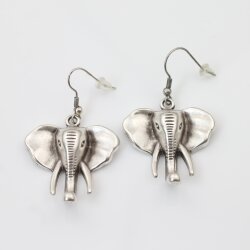 Ohrhänger Elefantenkopf - Silberfarben im Vintage-Look