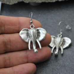 Ohrhänger Elefantenkopf - Silberfarben im Vintage-Look
