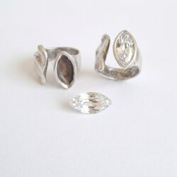Ring Setting for Navette 15x7 mm – Compatible with Swarovski 4200, for Stones and Crystals