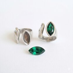 Ring Setting for Navette 15x7 mm – Compatible with Swarovski 4200, for Stones and Crystals