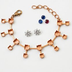 Raw brass settings for necklaces and bracelets for DIY jewelry making, suitable for 6 mm & 8 mm crystals or stones – ideal for Swarovski crystals