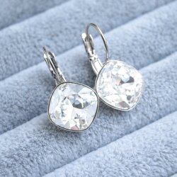 Swarovski Kristall Ohrringe 12 mm Cushion Square – Silber – Elegant & Funkelnd