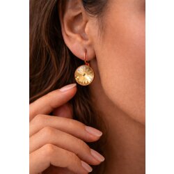 14mm Crystal Rivoli Earrings Antique Copper Dangle Leverback Earrings for Women Gift
