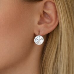 14mm Crystal Rivoli Earrings Antique Copper Dangle Leverback Earrings for Women Gift