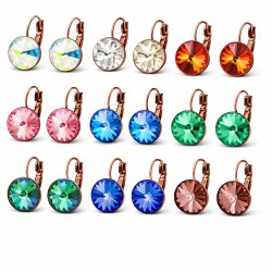 14mm Crystal Rivoli Earrings Antique Copper Dangle...