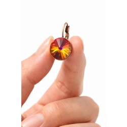 Ohrringe 14mm Rivoli Kristall Antik Kupfer Damen Ohrschmuck Geschenk