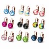 14mm Crystal Rivoli Earrings Antique Copper Dangle Leverback Earrings for Women Gift