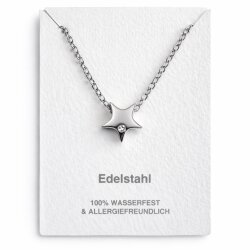 Stern Kette Silber aus Edelstahl, Wasserfeste Halskette...