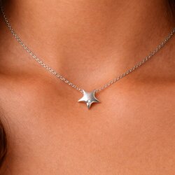 Stern Kette Silber aus Edelstahl, Wasserfeste Halskette mit Zirkonia Stein, Minimalistischer Stern Anhänger, Nickelfrei & Allergikerfreundlich