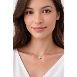 Stern Kette Silber aus Edelstahl, Wasserfeste Halskette mit Zirkonia Stein, Minimalistischer Stern Anhänger, Nickelfrei & Allergikerfreundlich