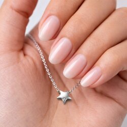 Stern Kette Silber aus Edelstahl, Wasserfeste Halskette mit Zirkonia Stein, Minimalistischer Stern Anhänger, Nickelfrei & Allergikerfreundlich
