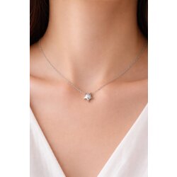 Stern Kette Silber aus Edelstahl, Wasserfeste Halskette mit Zirkonia Stein, Minimalistischer Stern Anhänger, Nickelfrei & Allergikerfreundlich