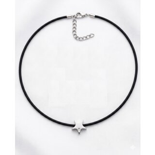 Stern Kette mit Lederband und Zirkonia Stein, Edelstahl Stern Anhänger an schwarzer Kordel, Minimalistischer Schmuck, Geschenk für Sie
