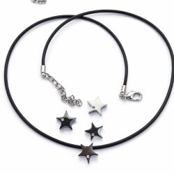 2 Stk. Stern Perlen & Anhänger mit Zirkonia, Edelstahl Silber, DIY Schmuckzubehör wasserfest
